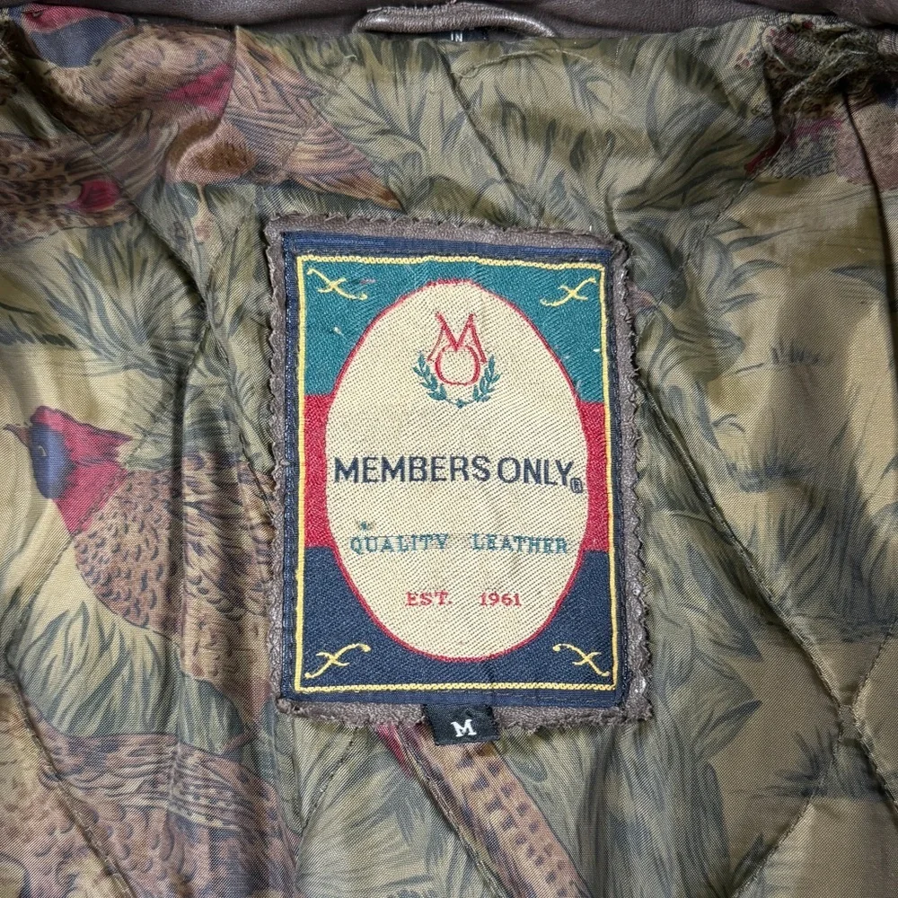 Vintage Members Only Brown Genuine Leather Full Zip Chore Hunting Jacket Men’s M - Picture 5 of 12